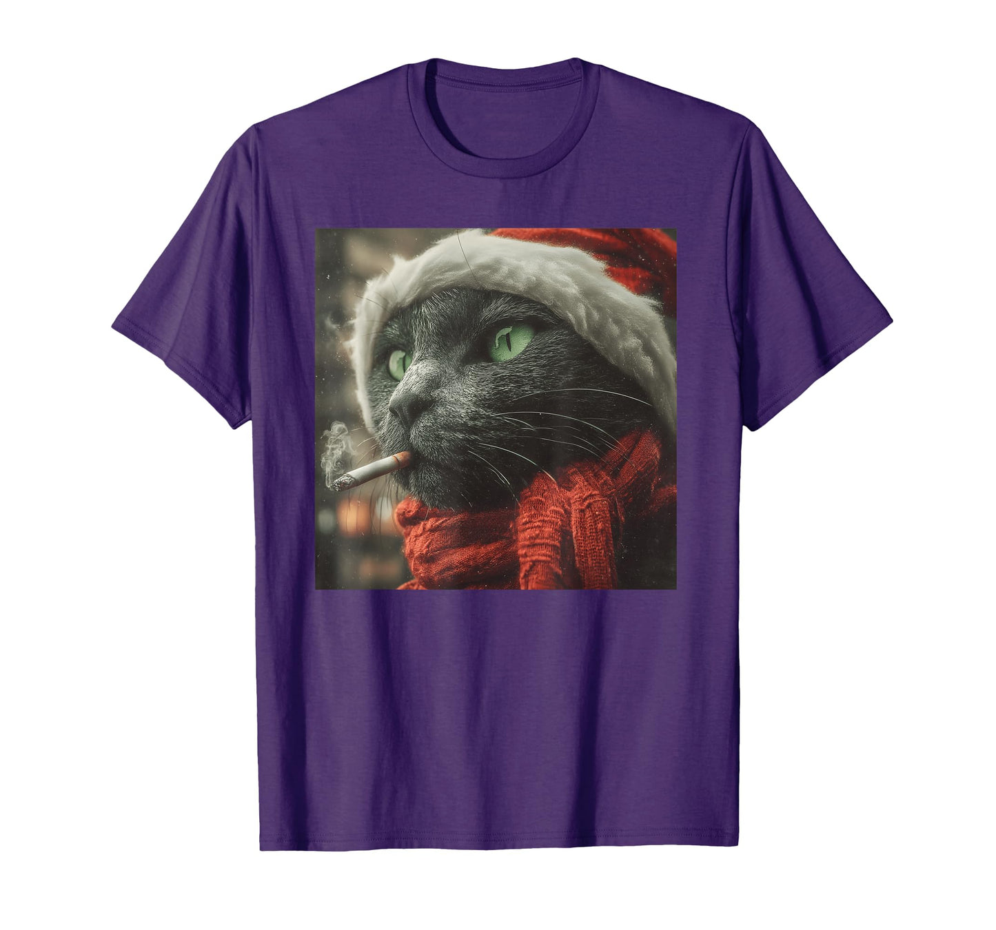 Santa Cat Cigarette Noir Holiday Winter Scarf Festive T-Shirt