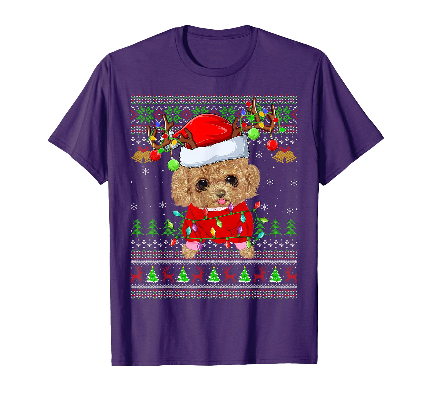 Toy Poodle Dog Ugly Christmas Sweaters Holiday Santa Xmas T-Shirt