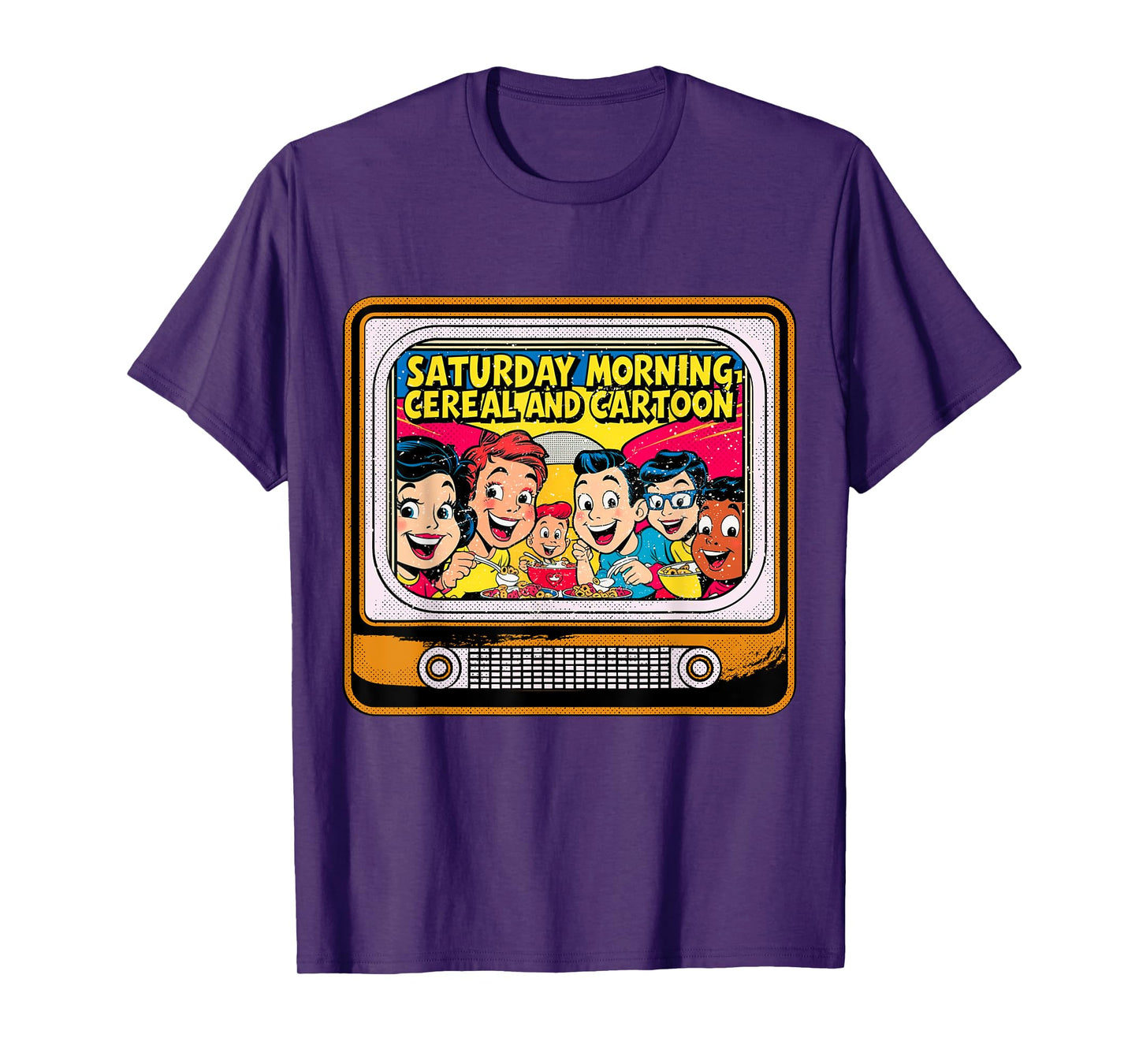 80s 90s Retro Kid Saturday Mornings Cereal And Cartoons T-Shirt