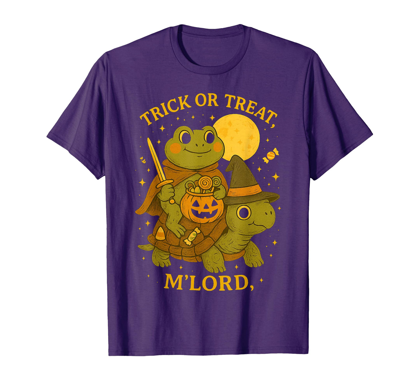 Halloween Trick o Treat Frog Knight M’Lord Pumpkin Turtle T-Shirt