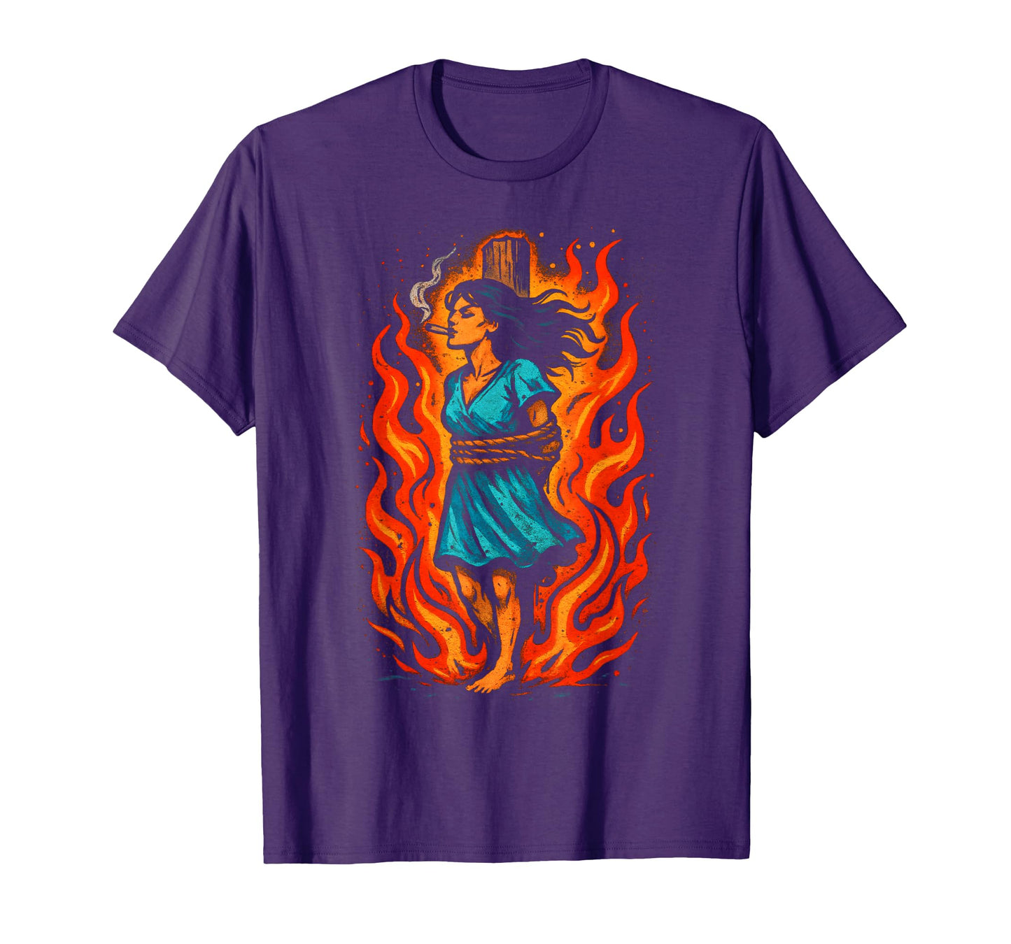 Witch Lighting Cigarette with Flames Occult Unholy Funny T-Shirt