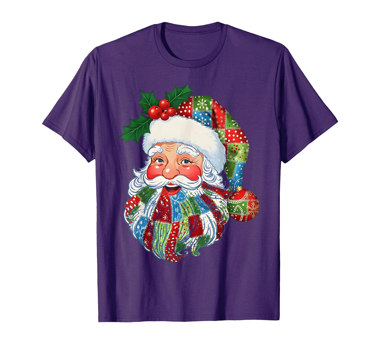Patchwork Santa Claus Retro Christmas Funny Men Woman Kid T-Shirt