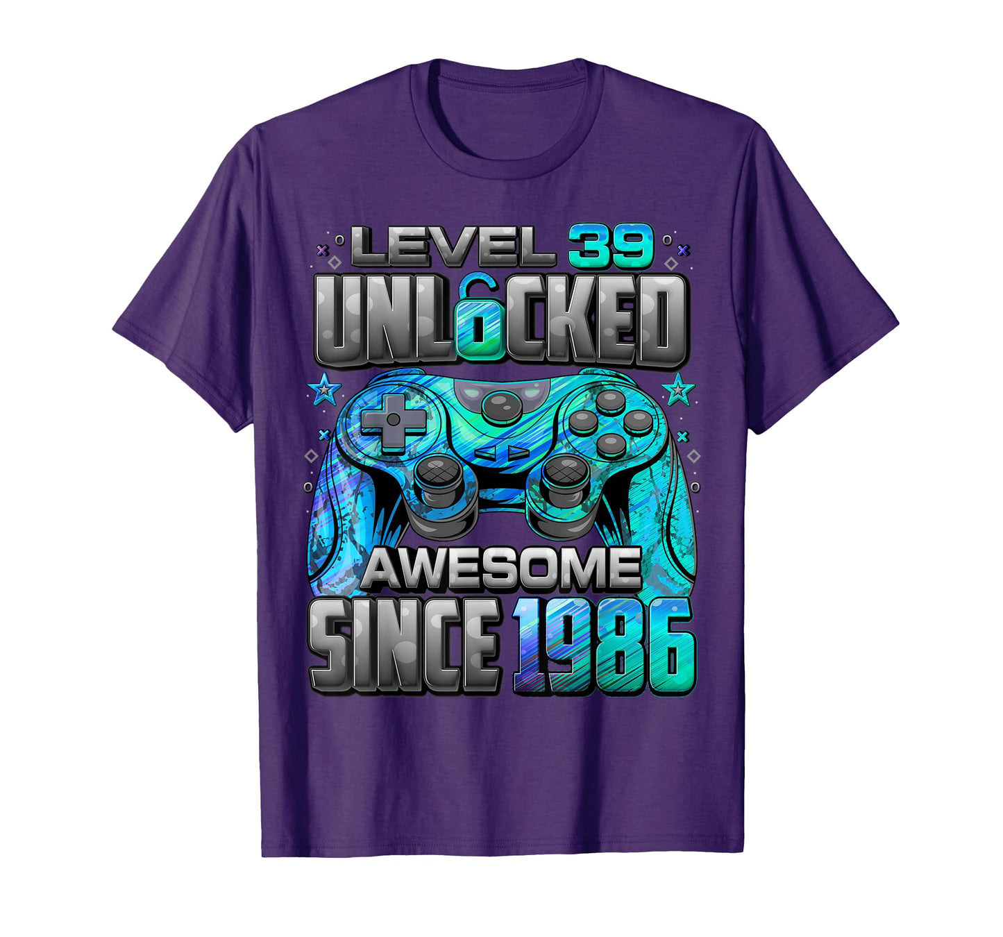Level 39 Unlocked Awesome Since 1986 39th Birthday Gaming T-Shirt
