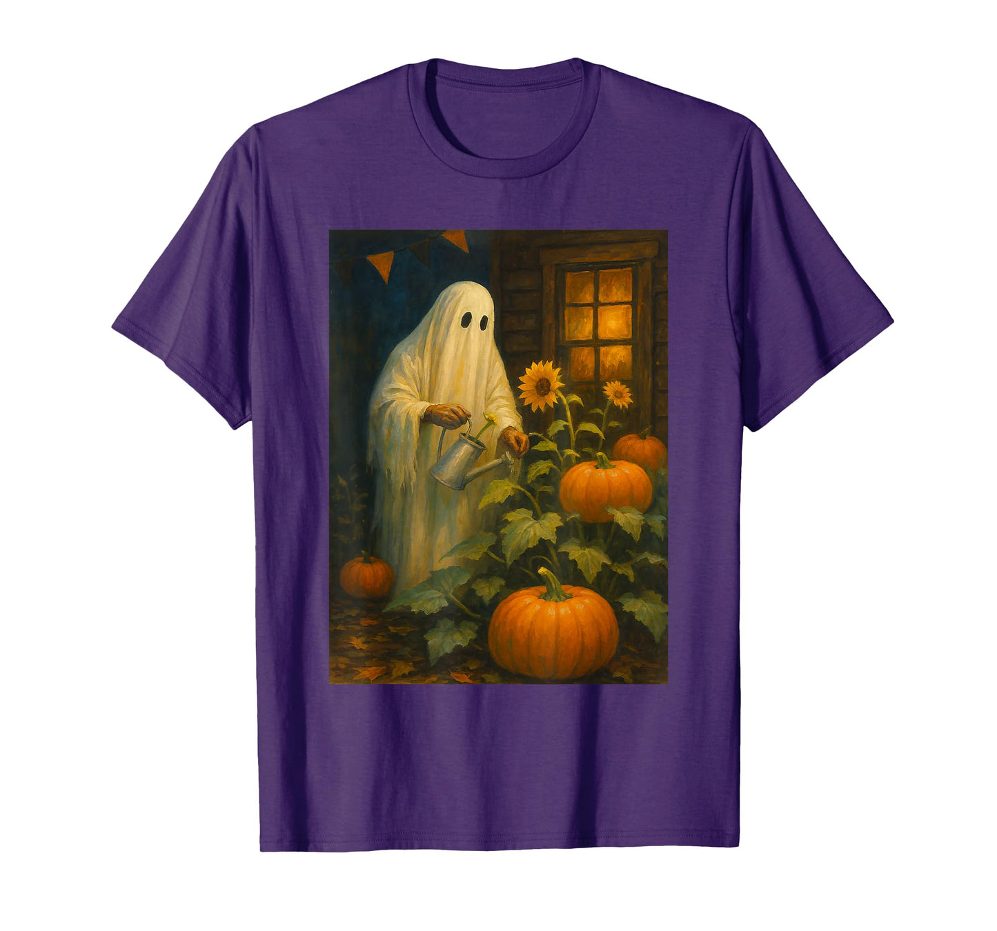 Vintage Floral Ghost Halloween Ghost in The Forest Gothic T-Shirt