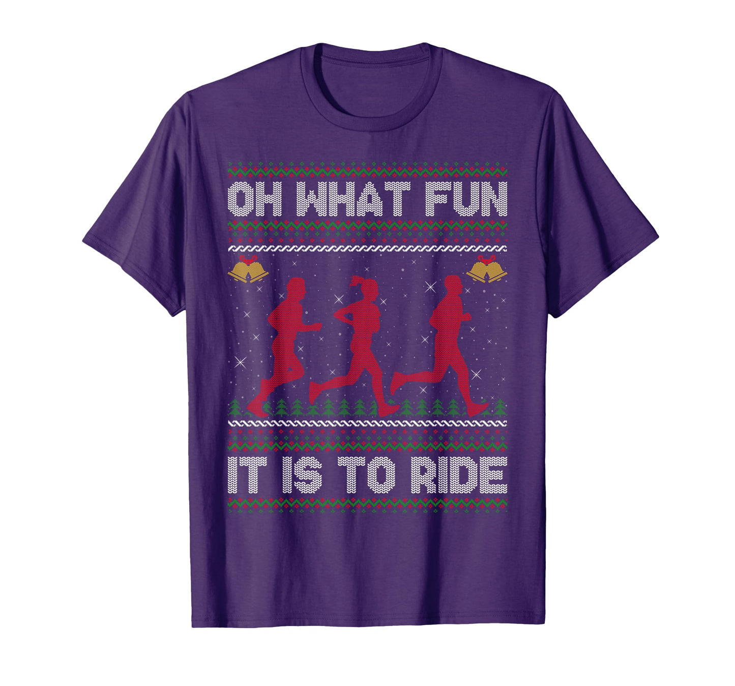 Oh What Fun It is to Run Ugly Christmas Sweater Running Xmas T-Shirt