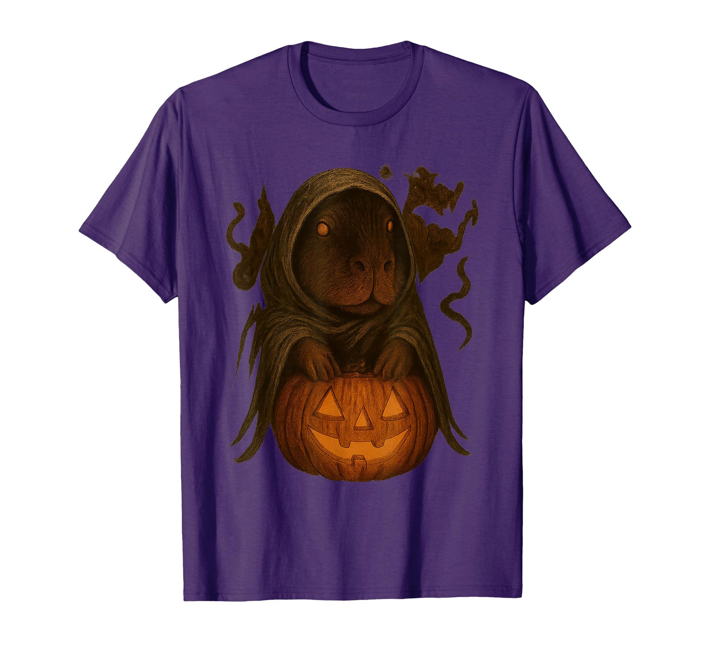 Funny Vintage Capybara Halloween Pumpkin Spooky Ghost Women T-Shirt