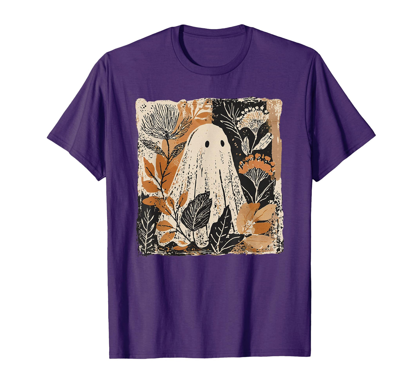 Vintage Floral Ghost Halloween Ghost Autumn Halloween Women T-Shirt
