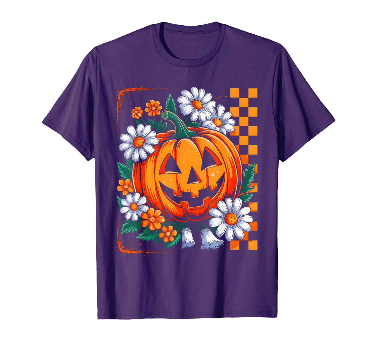 Vintage Floral Boho Pumpkin Funny Halloween Spooky Fall T-Shirt