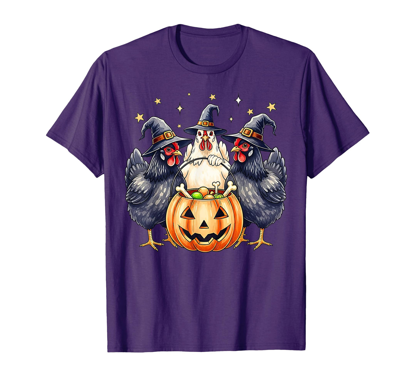 Retro Witchy Halloween Costume Pumpkin Chicken Fall T-Shirt