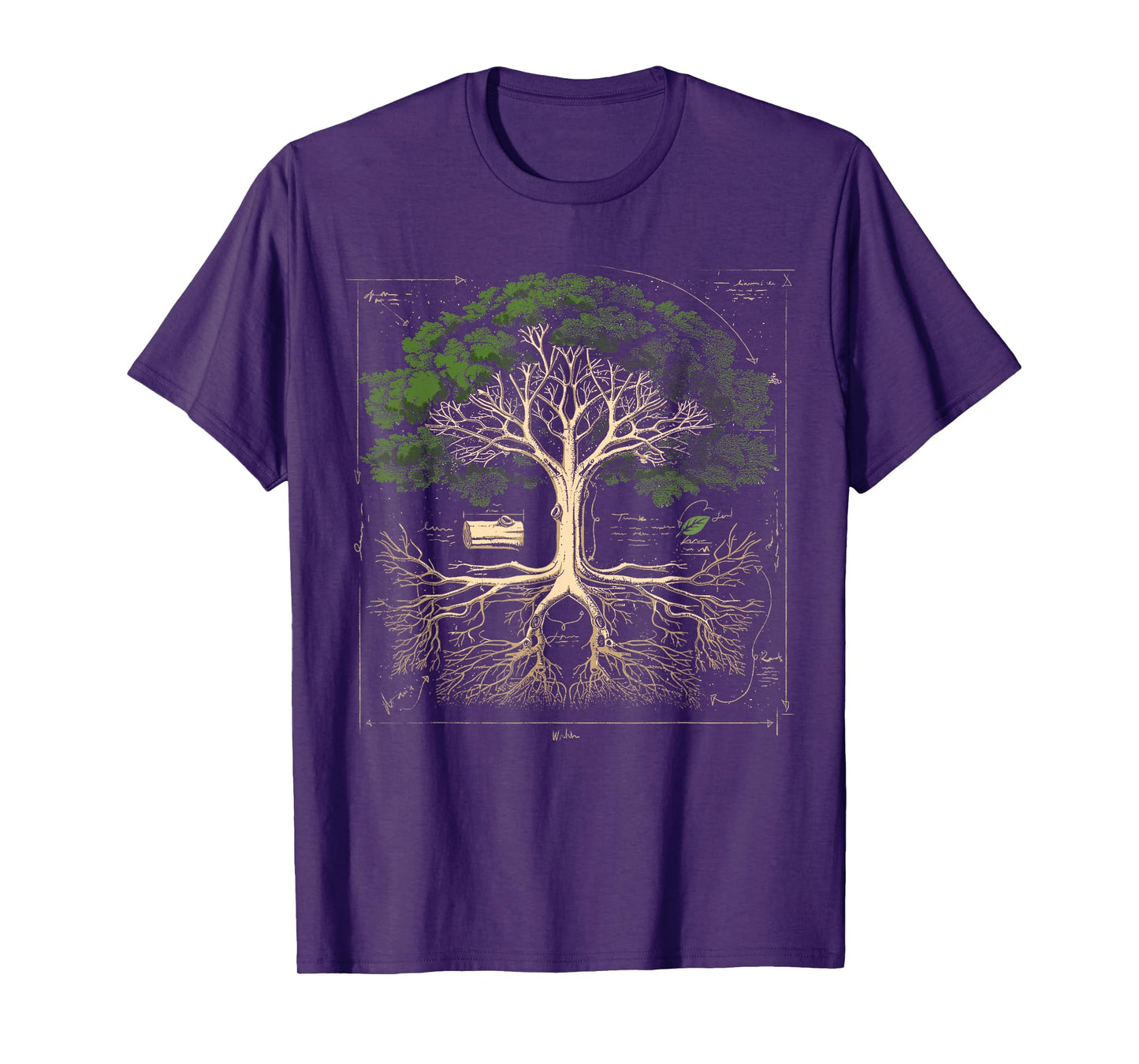 GoshWow Tree Anatomy Shirt Tree Natural Oak Tree Woodsman Vintage T-Shirt