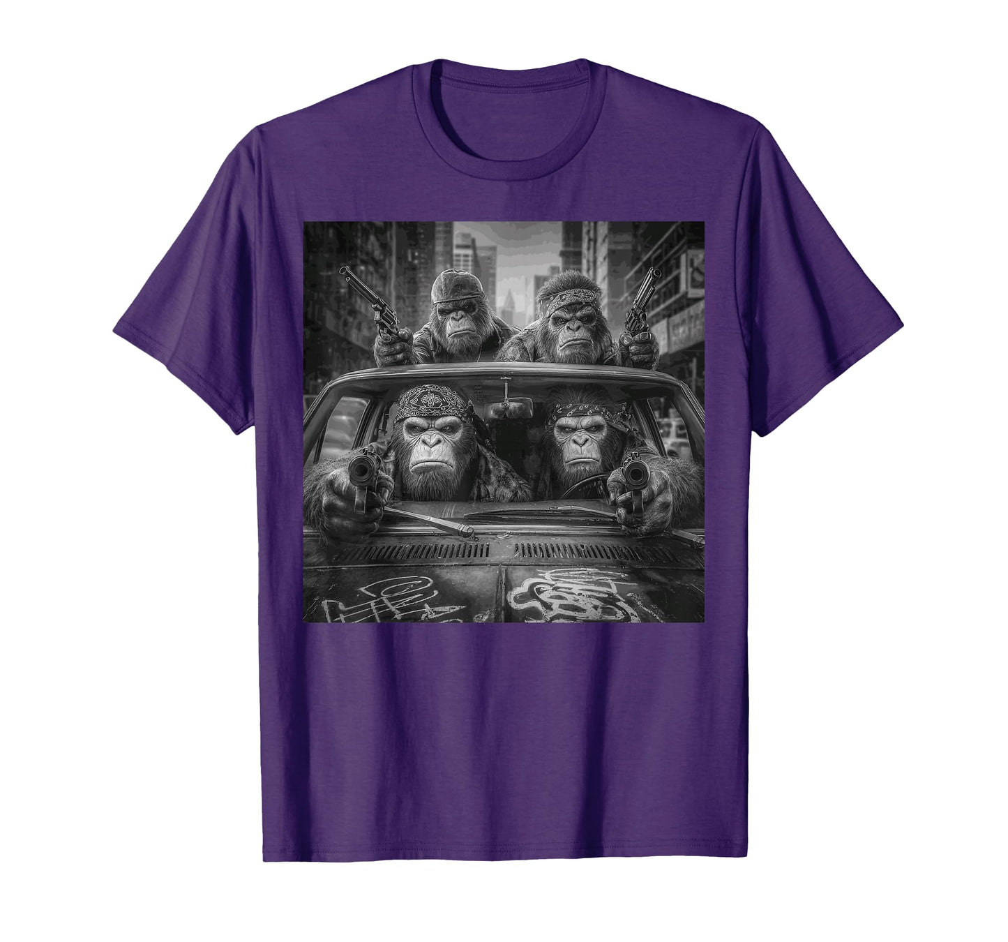 Funny Graphic Bigfoot Sasquatch Gangster Adult Funny T-Shirt