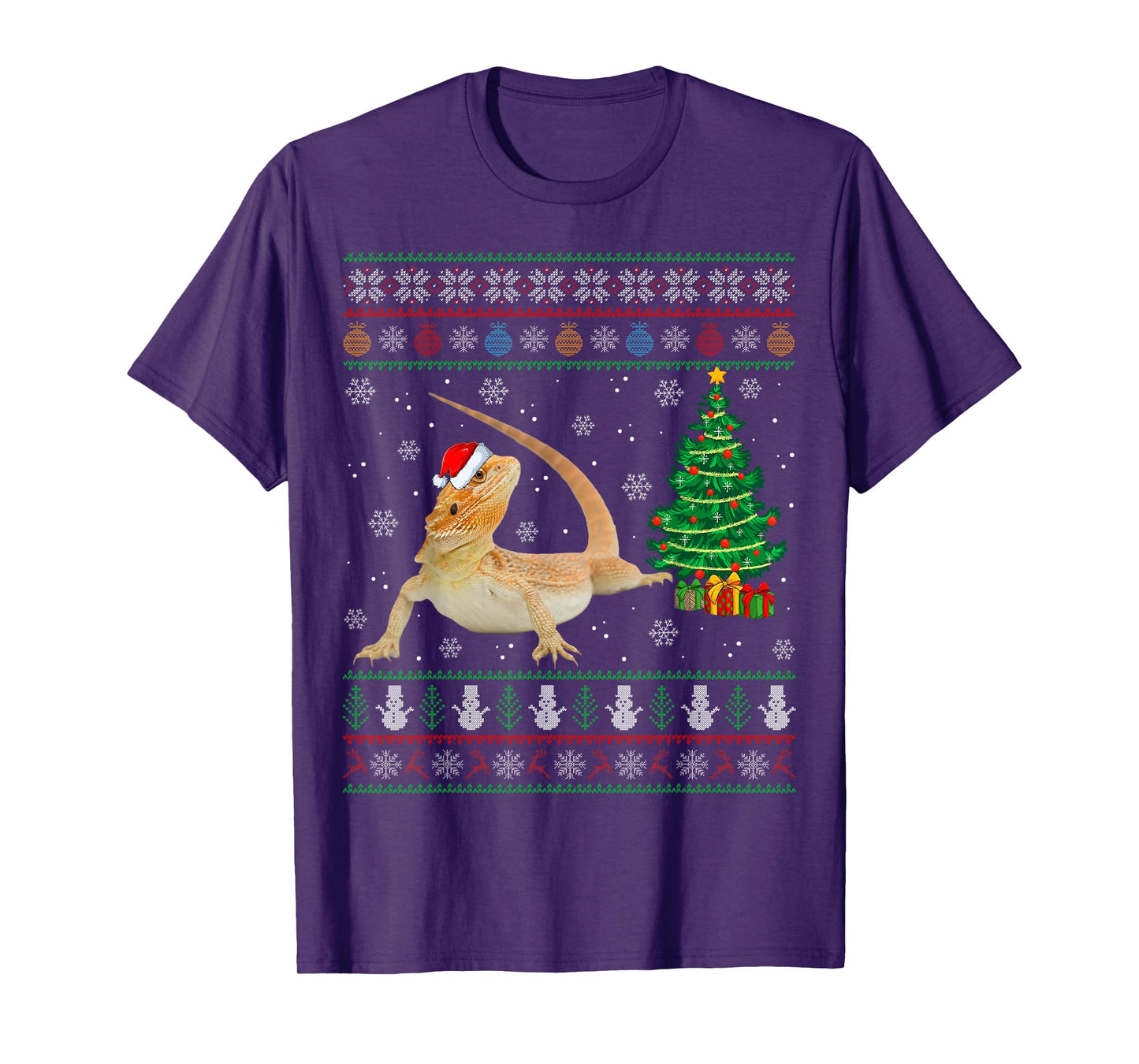 Bearded Dragon Christmas Pajamas Ugly Sweater Style Xmas T-Shirt