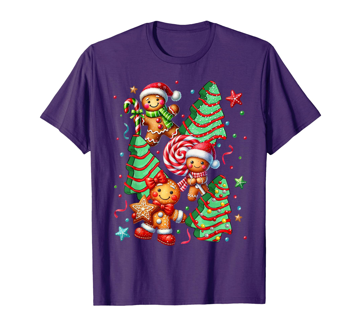 Cute Christmas Tree Santa Gingerbread Xmas Women Men T-Shirt