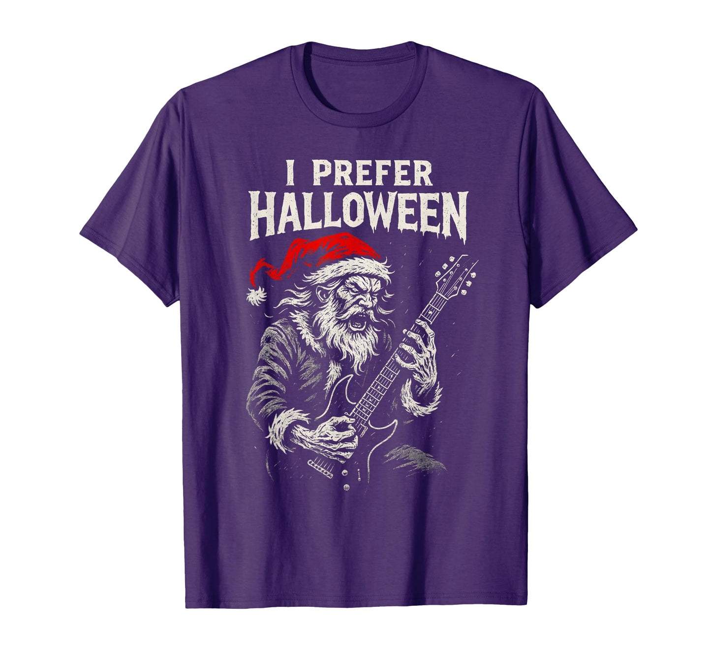 Rock Guitar Santa Claus I Prefer Halloween Funny Christmas T-Shirt