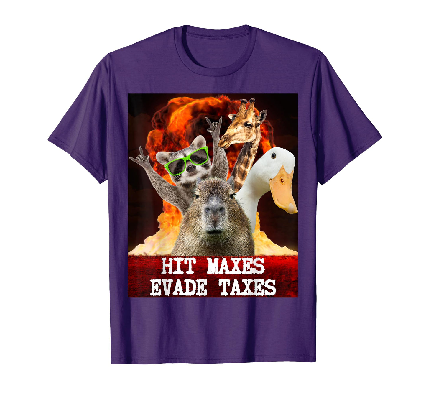 Funny Gym Weightlifting Hit Maxes Evade Taxes Workout Meme T-Shirt