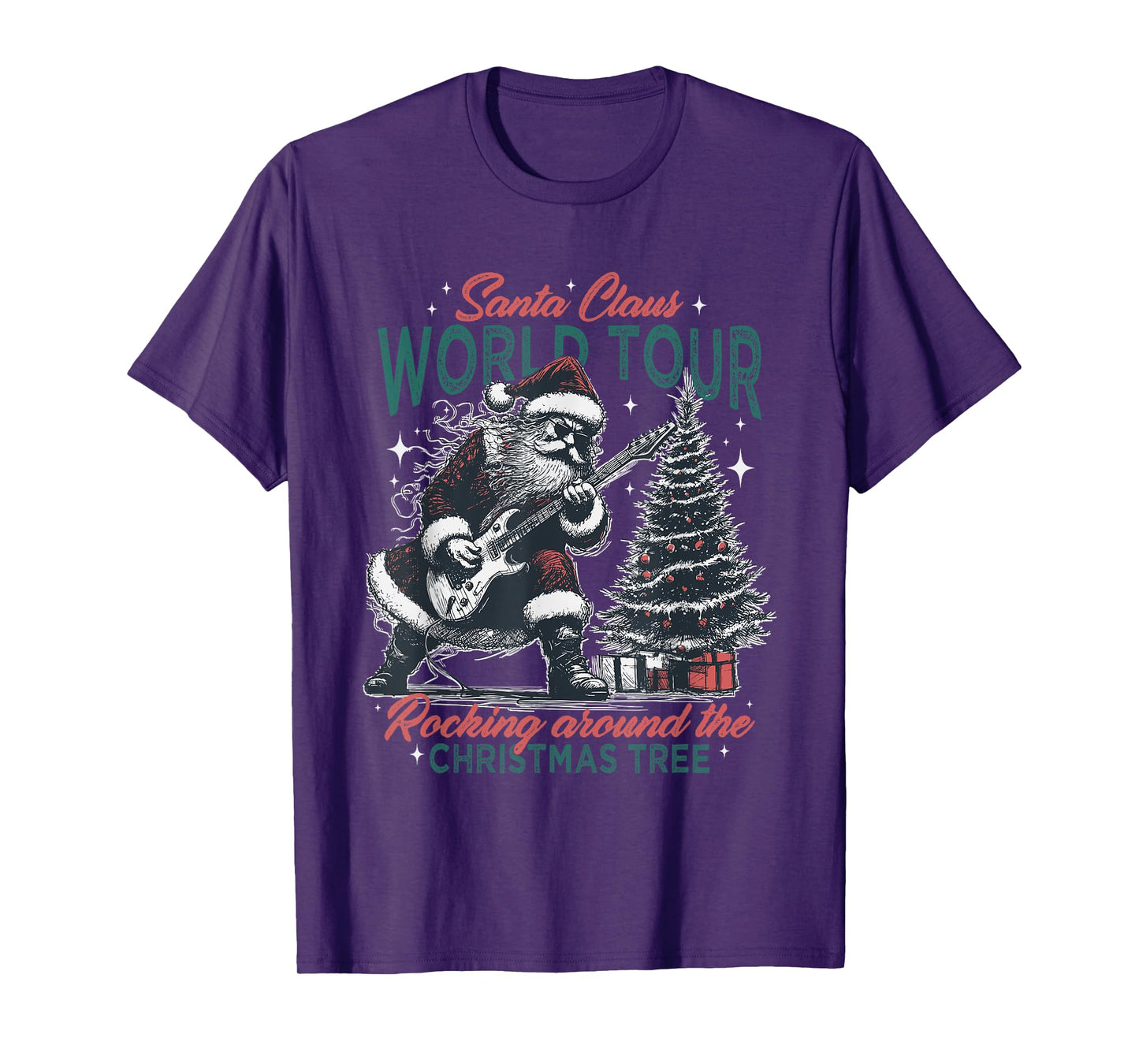 Santa Claus World Tour Rocking Around The Christmas Tree T-Shirt