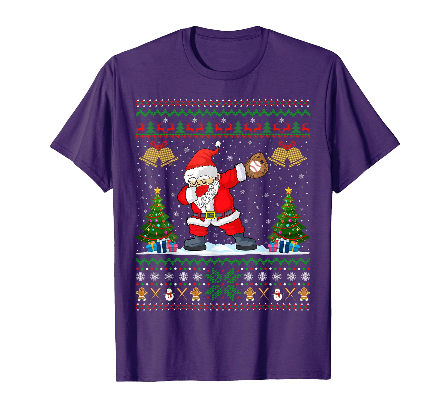 Ugly Xmas Sweater Dabbing Santa Baseball Player Christmas T-Shirt