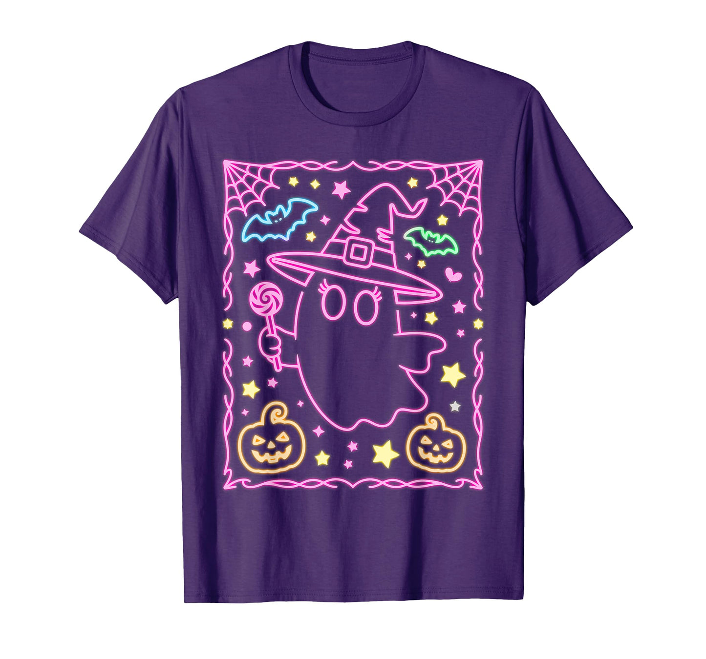 Cute Halloween Girls Pink Ghost Witch Candy Pumpkin Kids T-Shirt