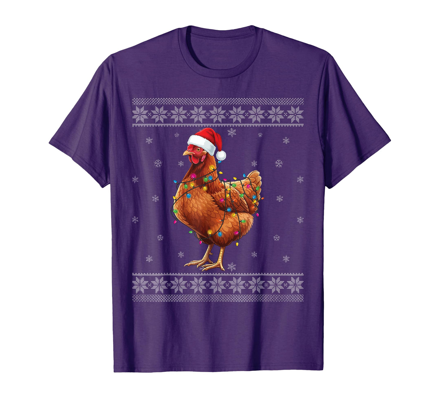 Chicken Santa Hat Christmas Funny Ugly Christmas T-Shirt