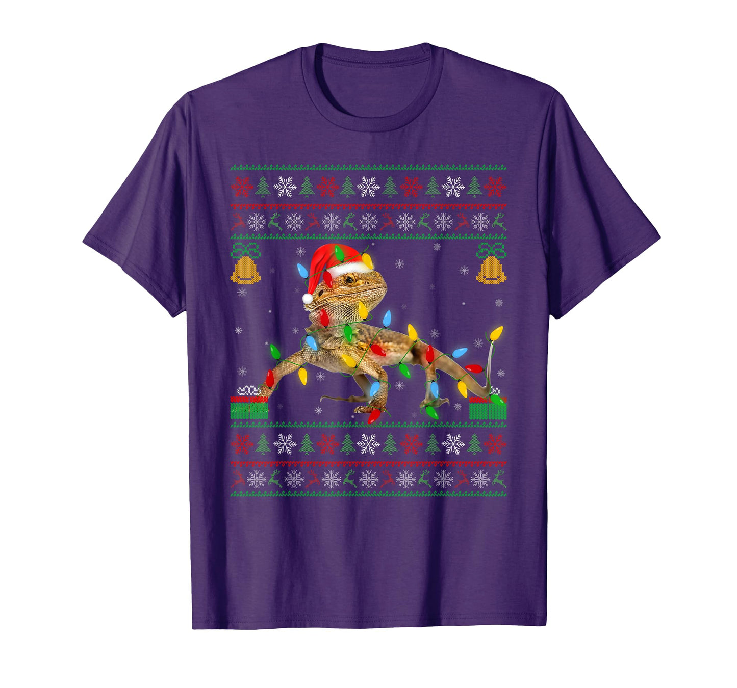 Bearded Dragon Christmas Lights Ugly Xmas Sweaters Santa T-Shirt