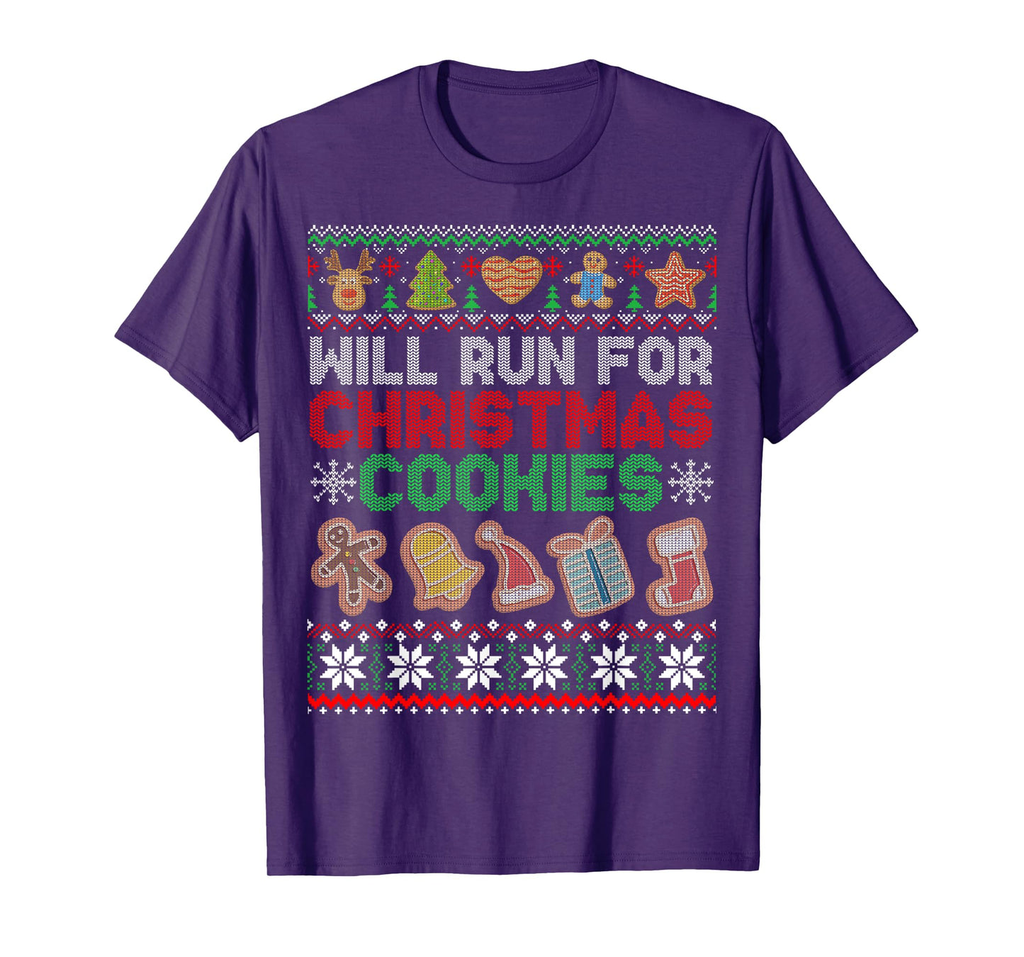 Will Run For Christmas Cookies Workout Running Xmas Runners T-Shirt