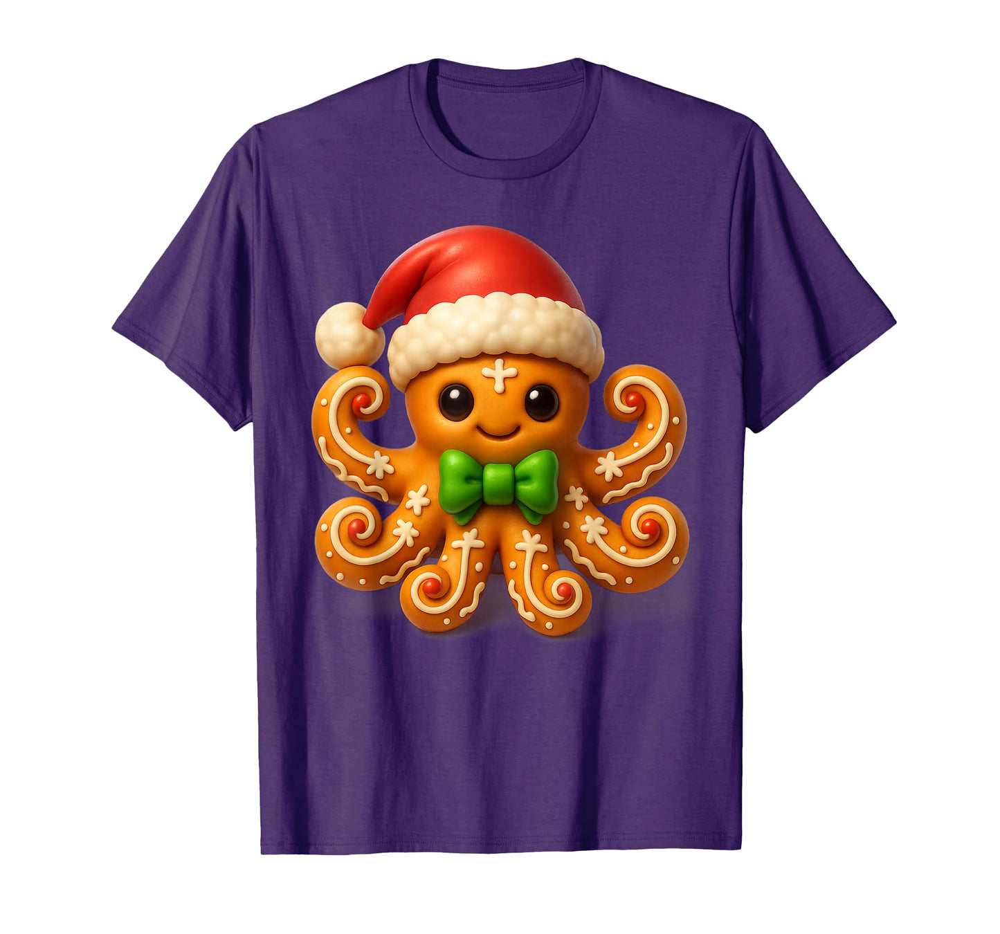 Funny Gingerbread Man Octopus Christmas Womens Mens Gifts T-Shirt