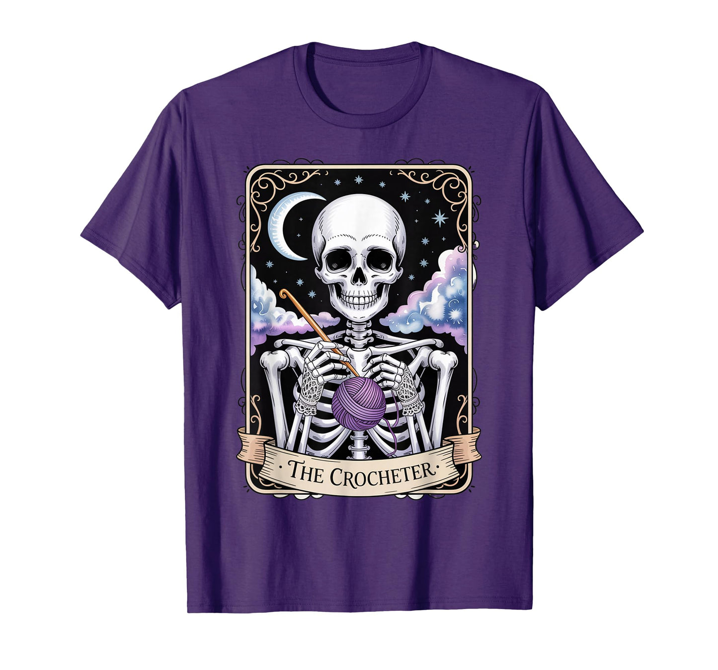 The Crocheter Mom Tarot Card Skeleton Knitting T-Shirt