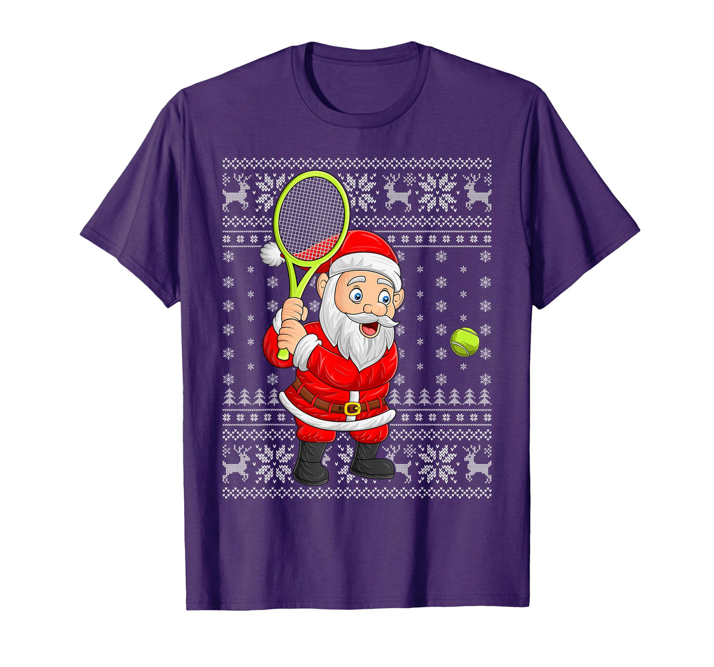 Santa Playing Tennis Ugly Christmas Sweaters Funny Xmas T-Shirt