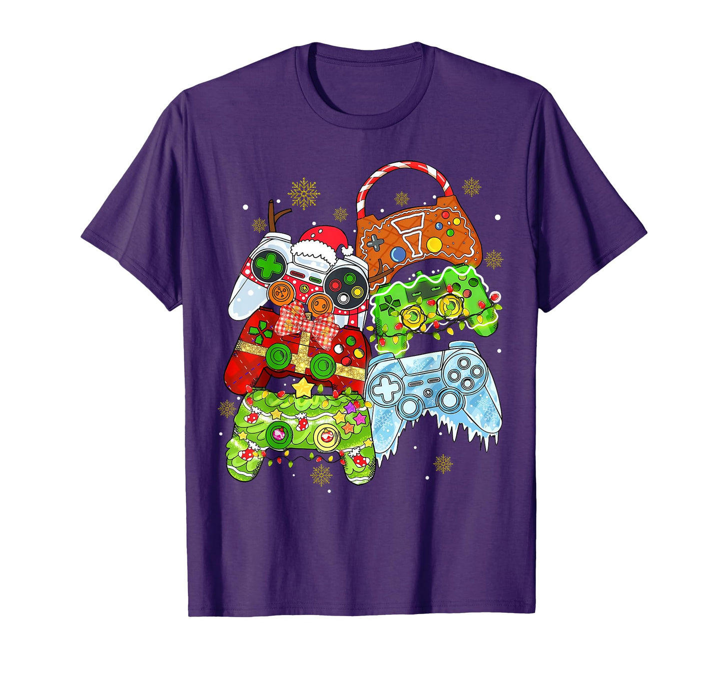 Boys Christmas Shirt Santa Elf Gaming Controllers Gamer Xmas T-Shirt