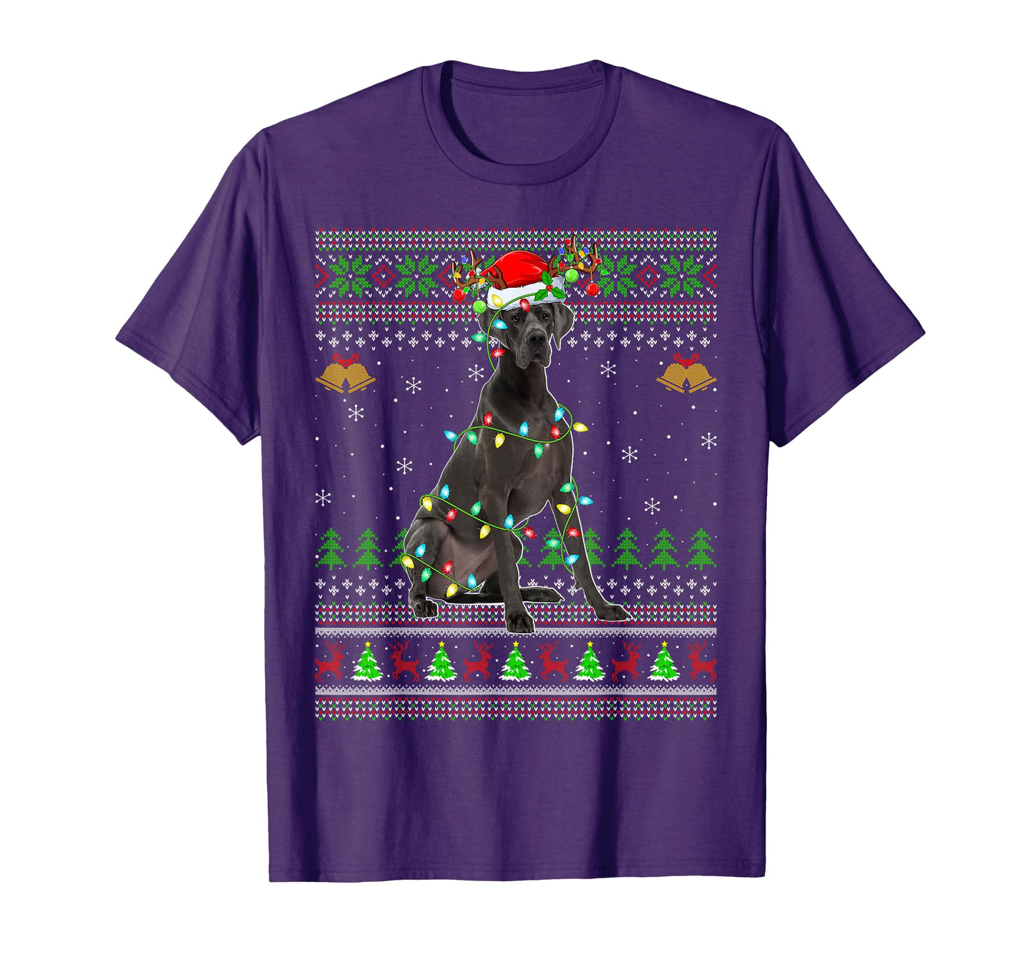 Great Dane Dog Ugly Christmas Sweaters Holiday Santa Xmas T-Shirt