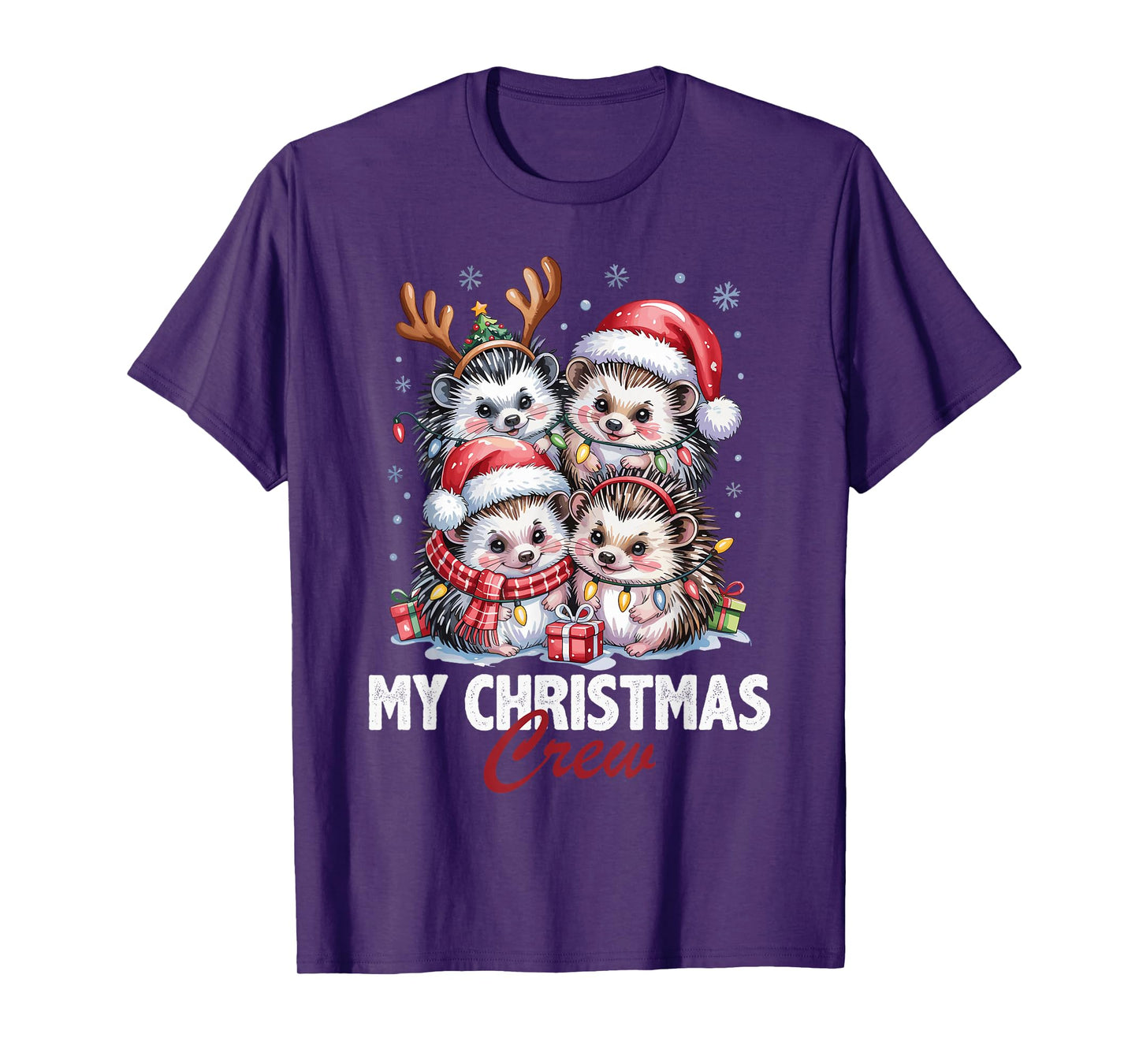 Hedgehog Christmas Crew Cute Pet Lovers Funny Holiday Pajama T-Shirt
