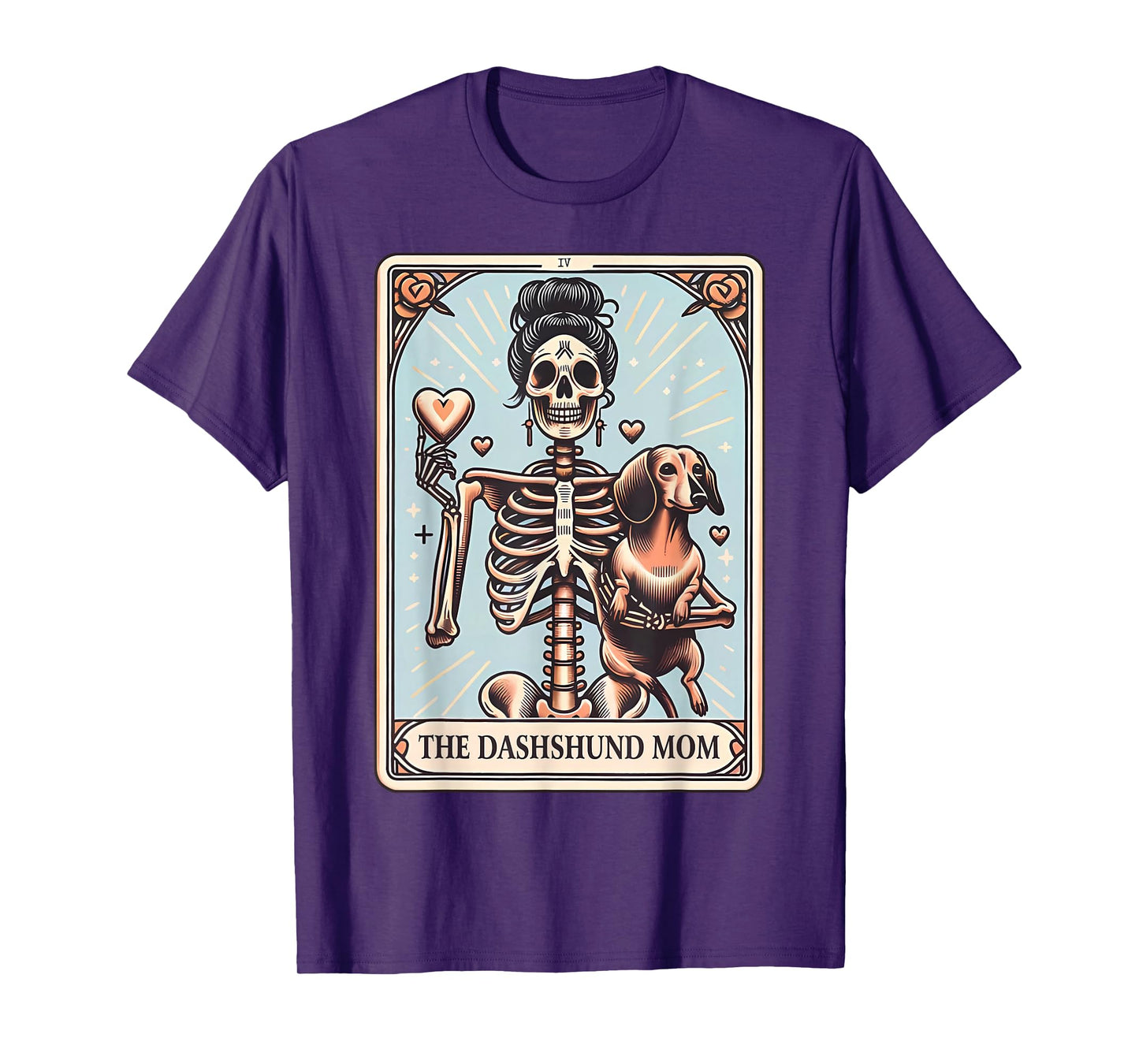 Valentine's Day Dachshund Mom Tarot Card Skeleton Doxie Mama T-Shirt