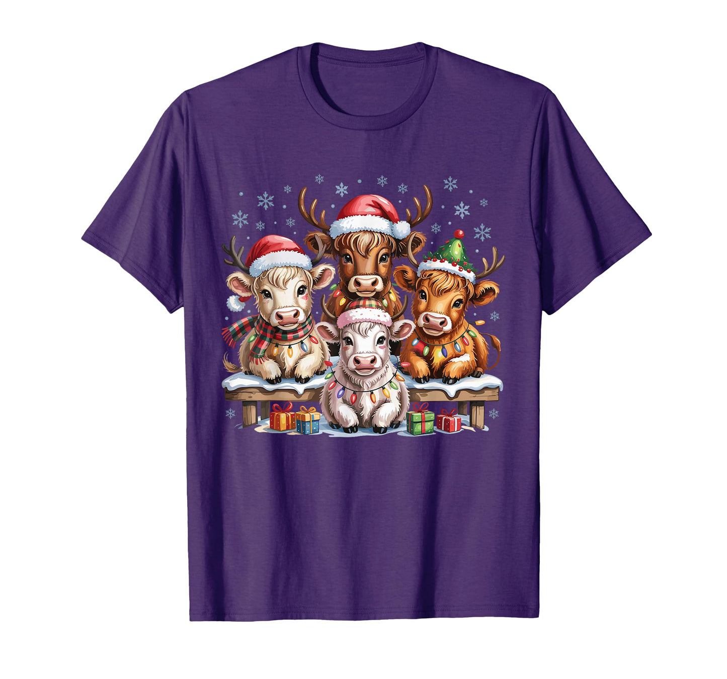 Cow Christmas Cute Farm Animal Lovers Funny Holiday Pajamas T-Shirt