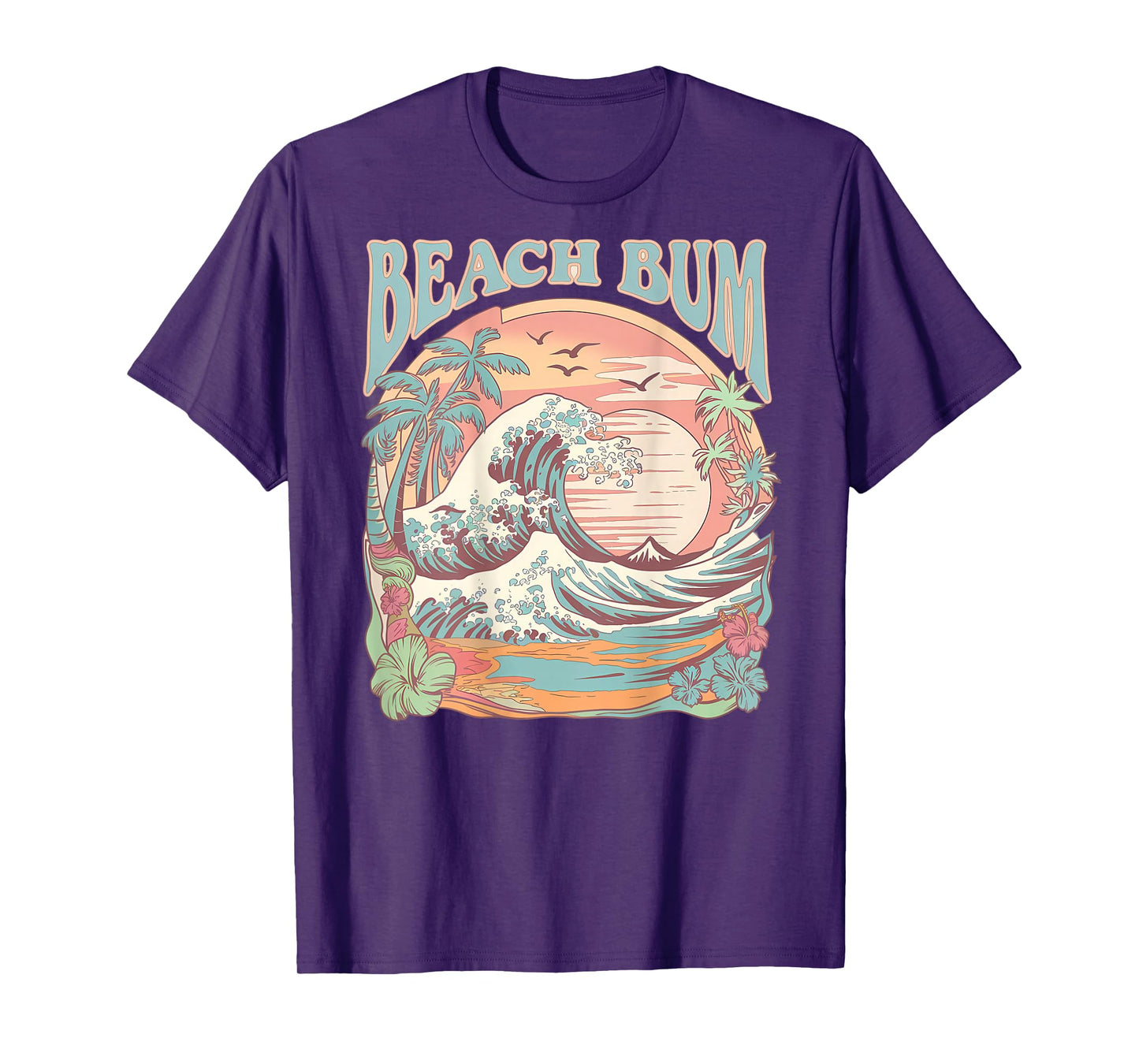 Retro Beach Bum Surf Wave Vintage Tropical Sunset Aesthetic T-Shirt