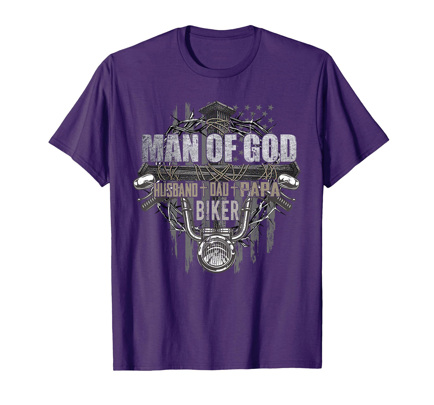 Man Of God Dad Husband Papa Biker Funny T-Shirt