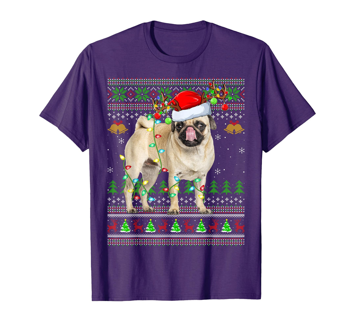 Pug Dogs Ugly Christmas Sweaters Holiday Santa Xmas T-Shirt