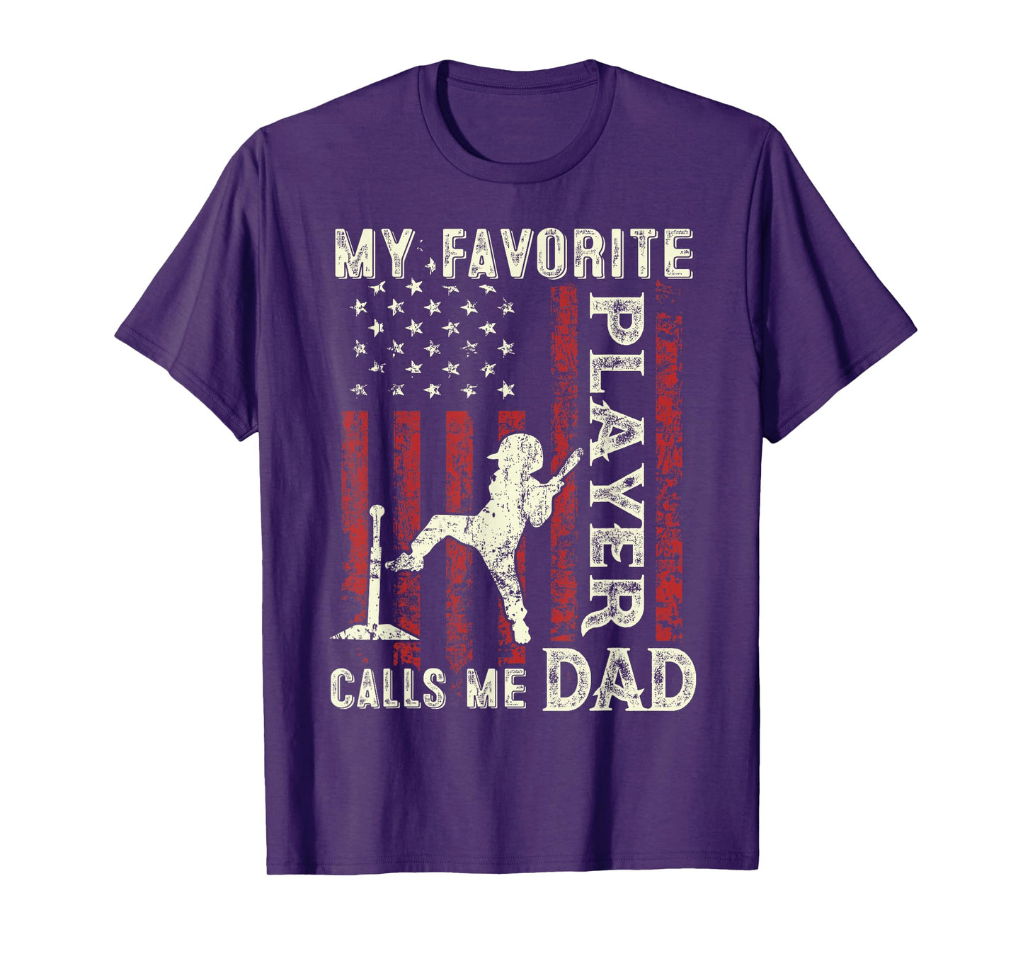 Father's Day Favorite Player Calls Me Dad US Flag T-Ball Dad T-Shirt