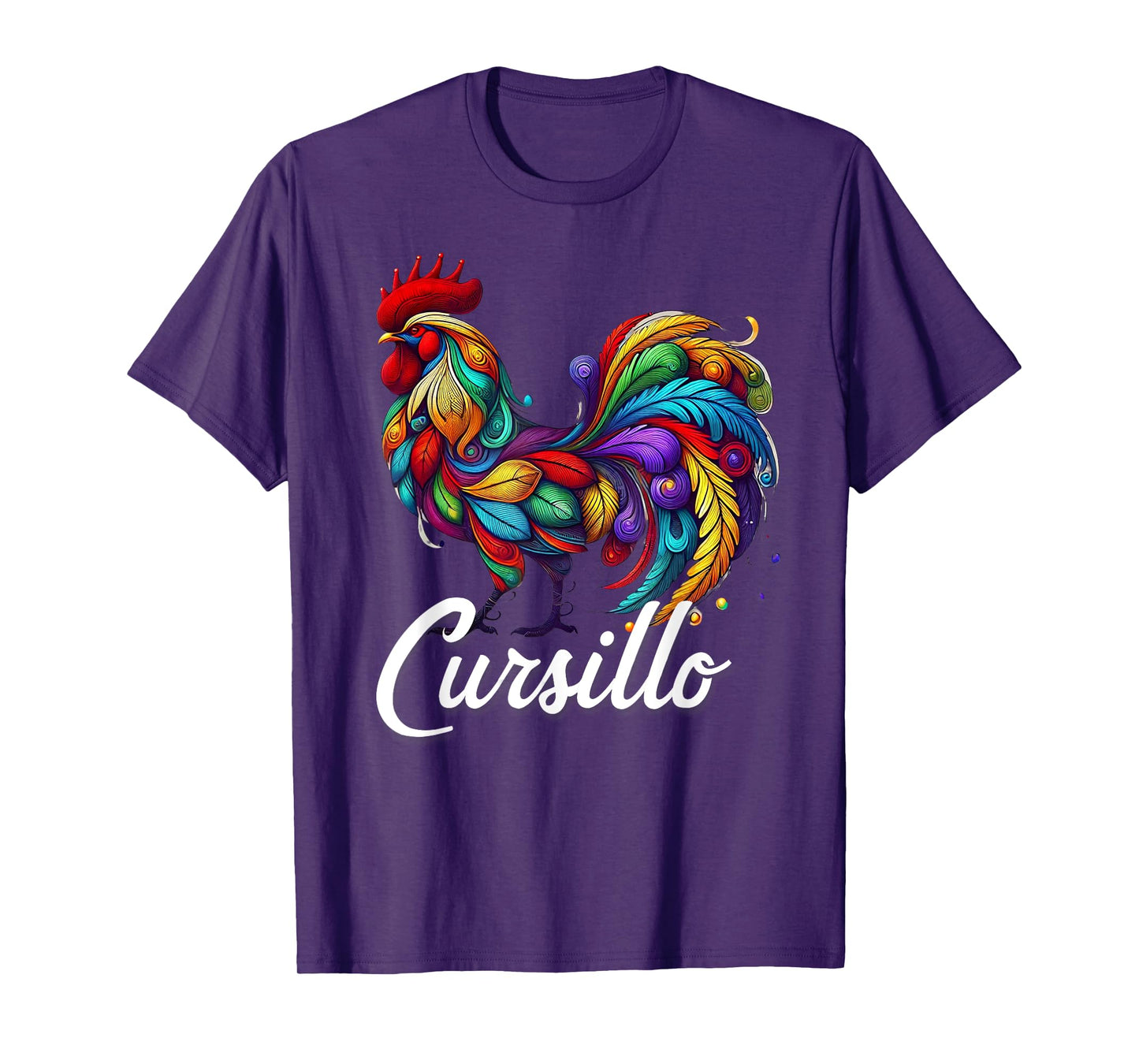 DeColores Cursillo Rainbow Rooster Catholic T-Shirt