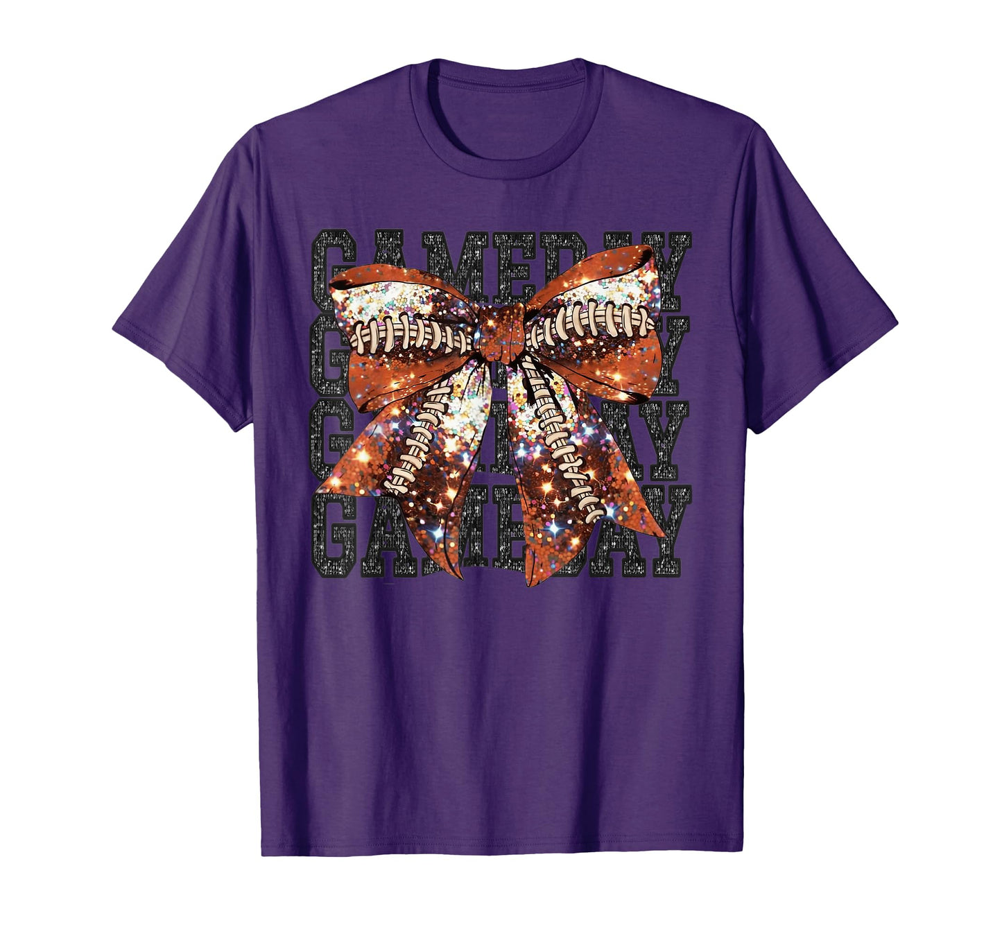 Game Day Football Bling Bling Football Lover Coquette Bow T-Shirt