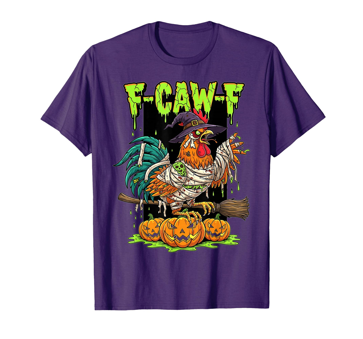 Halloween Zombie Chicken Witch Pumpkin Broomstick T-Shirt