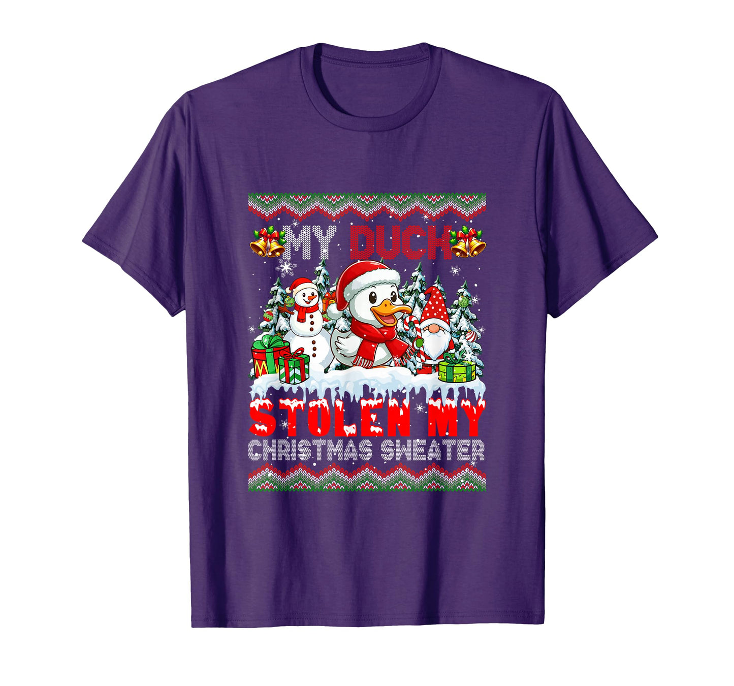 My Duck Stolen My Christmas Sweater Santa Dog Gnome T-Shirt