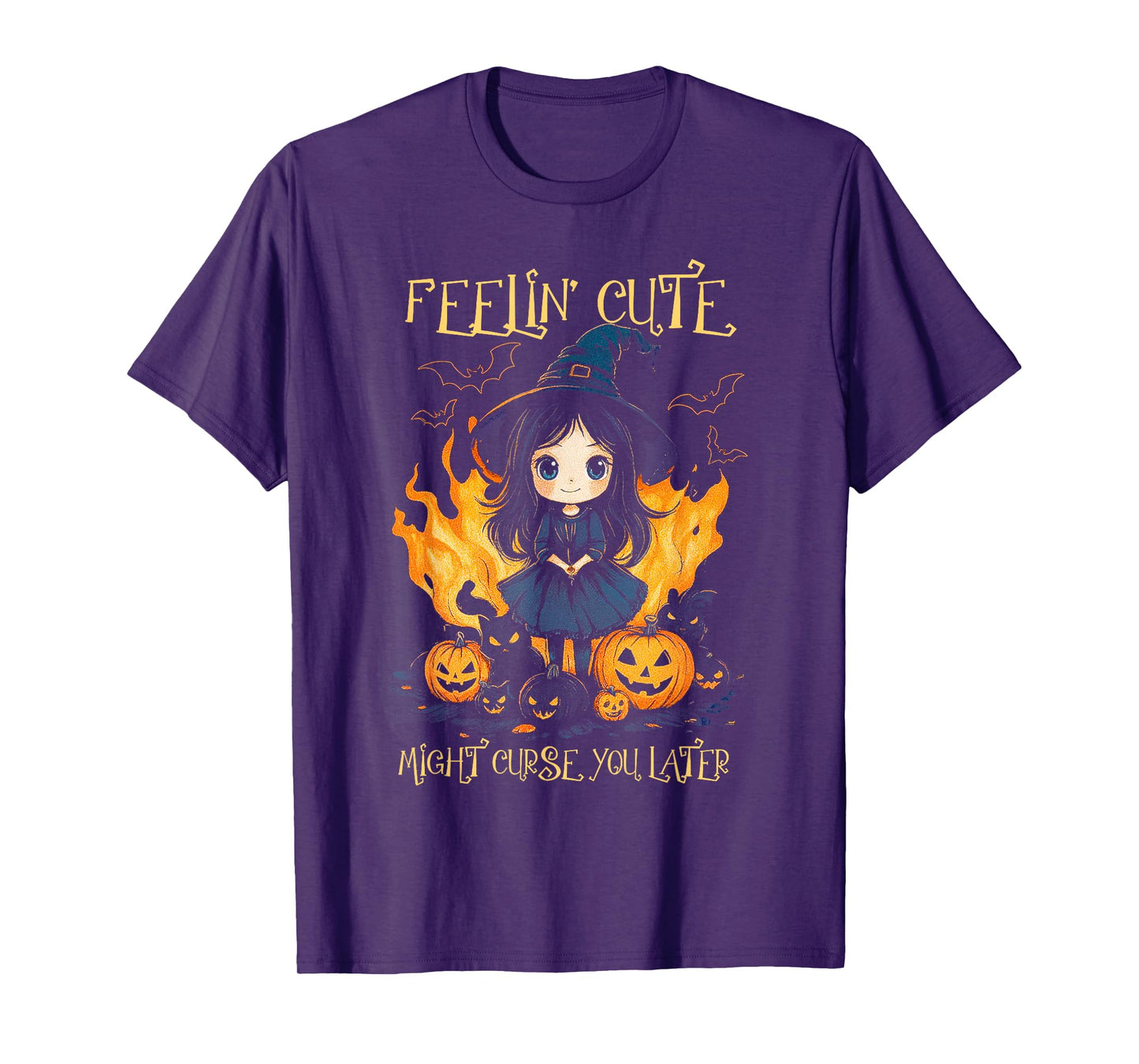 Feeling’s Cute Might Curse You Later Funny Witch Halloween T-Shirt