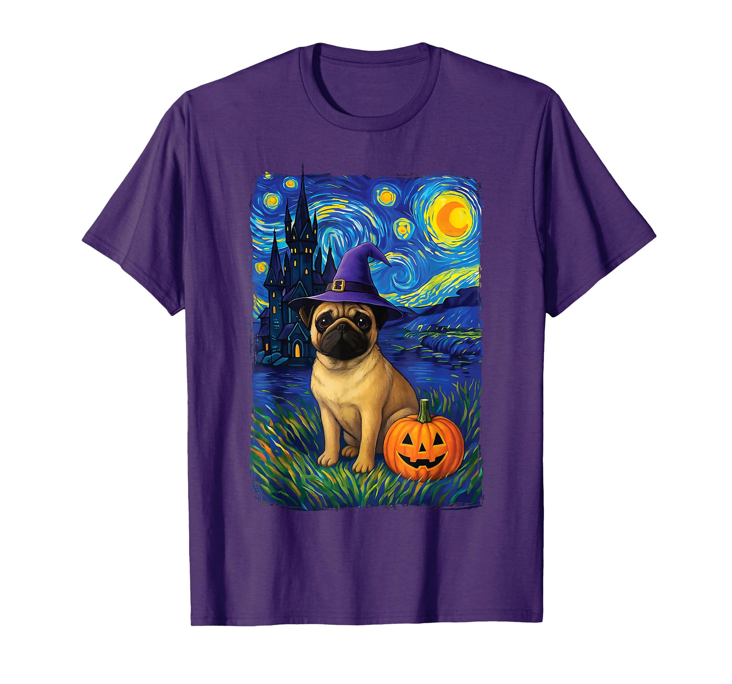 Pug Starry Night Halloween T-Shirt
