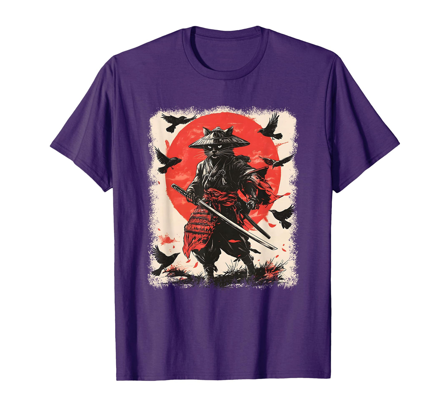 Samurai Cat, Japanese Warrior Art | Anime & Vintage Samurai T-Shirt
