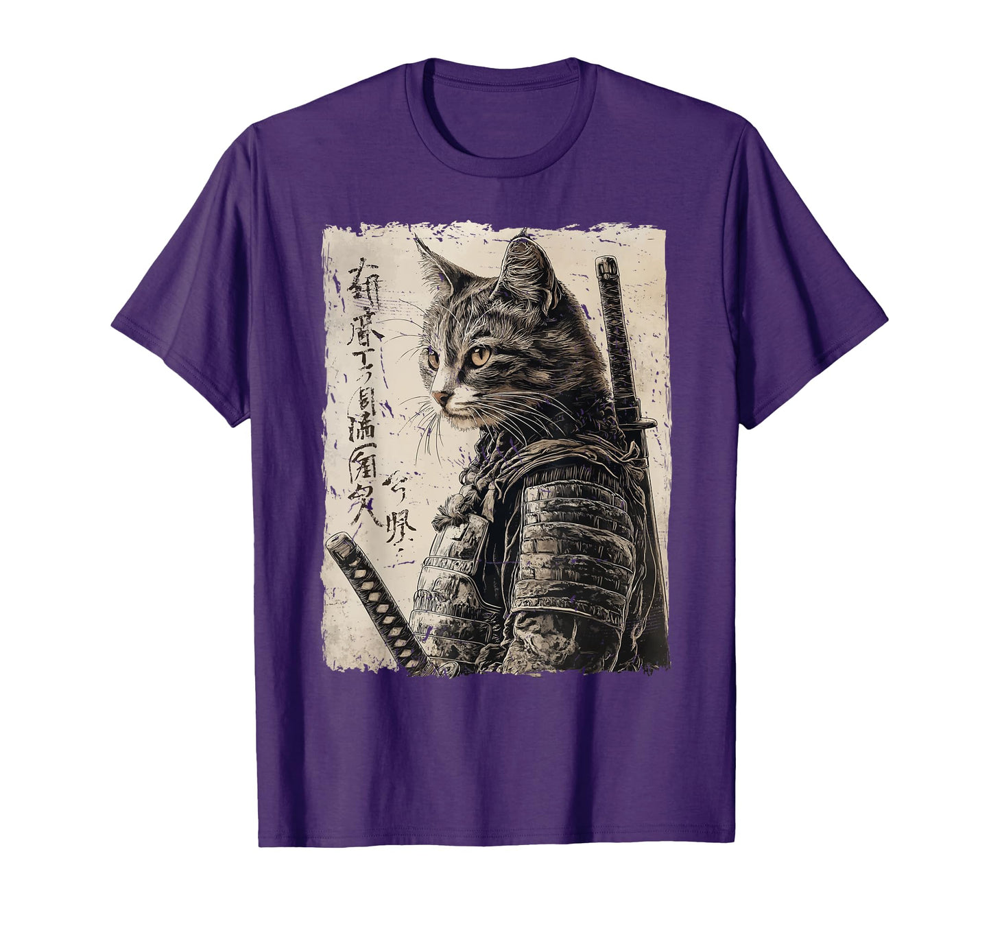 Samurai Cat Warrior Japanese Ukiyo-e Artwork Cat Samurai Men Women Girls Kids T-Shirt