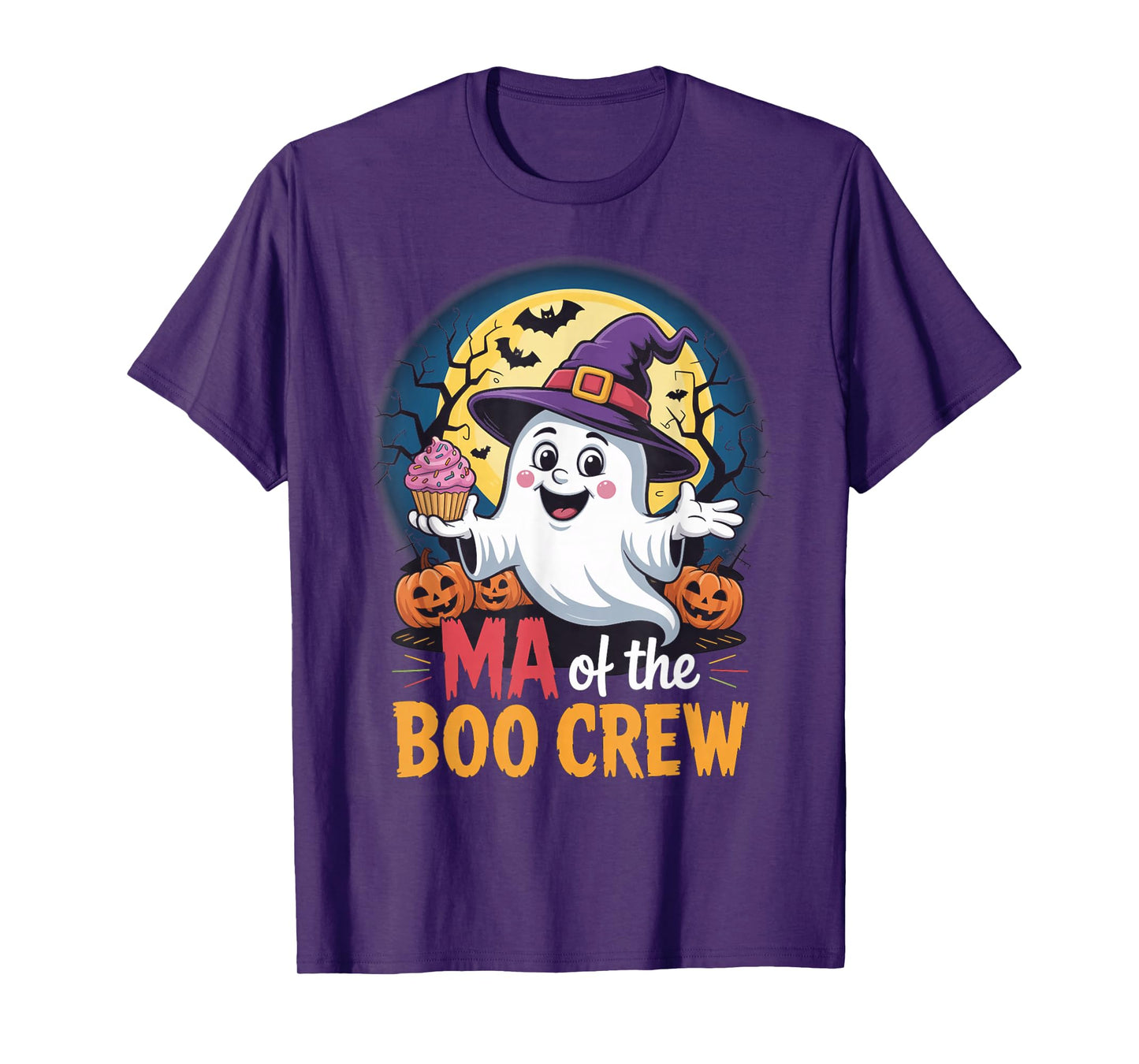 Ma of The Boo Crew Ghost Halloween Bats Cupcake Pumpkins T-Shirt