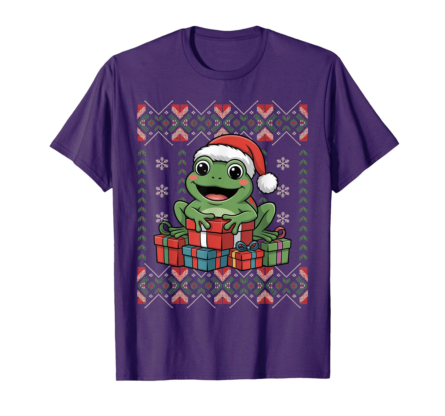 Santa Frog Christmas Ugly Sweater Funny Holiday Pajamas T-Shirt