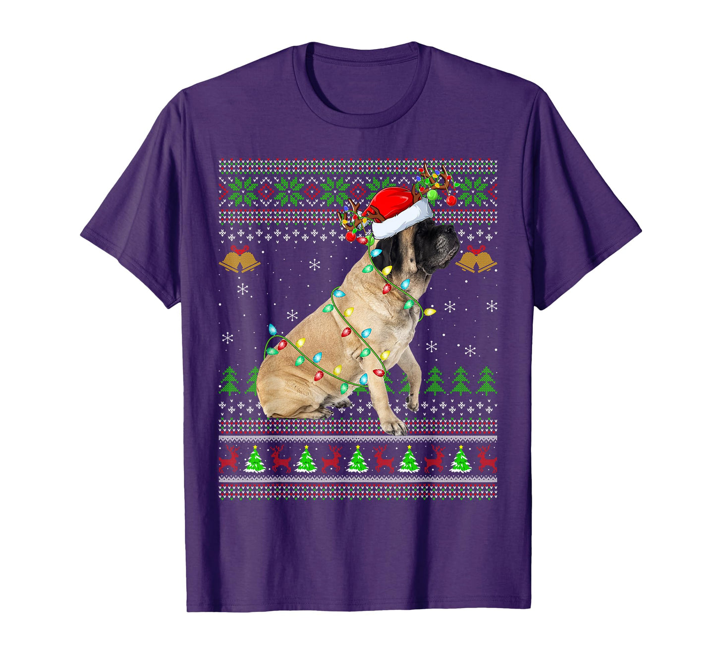 English Mastiff Dog Ugly Christmas Sweaters Holiday Xmas T-Shirt