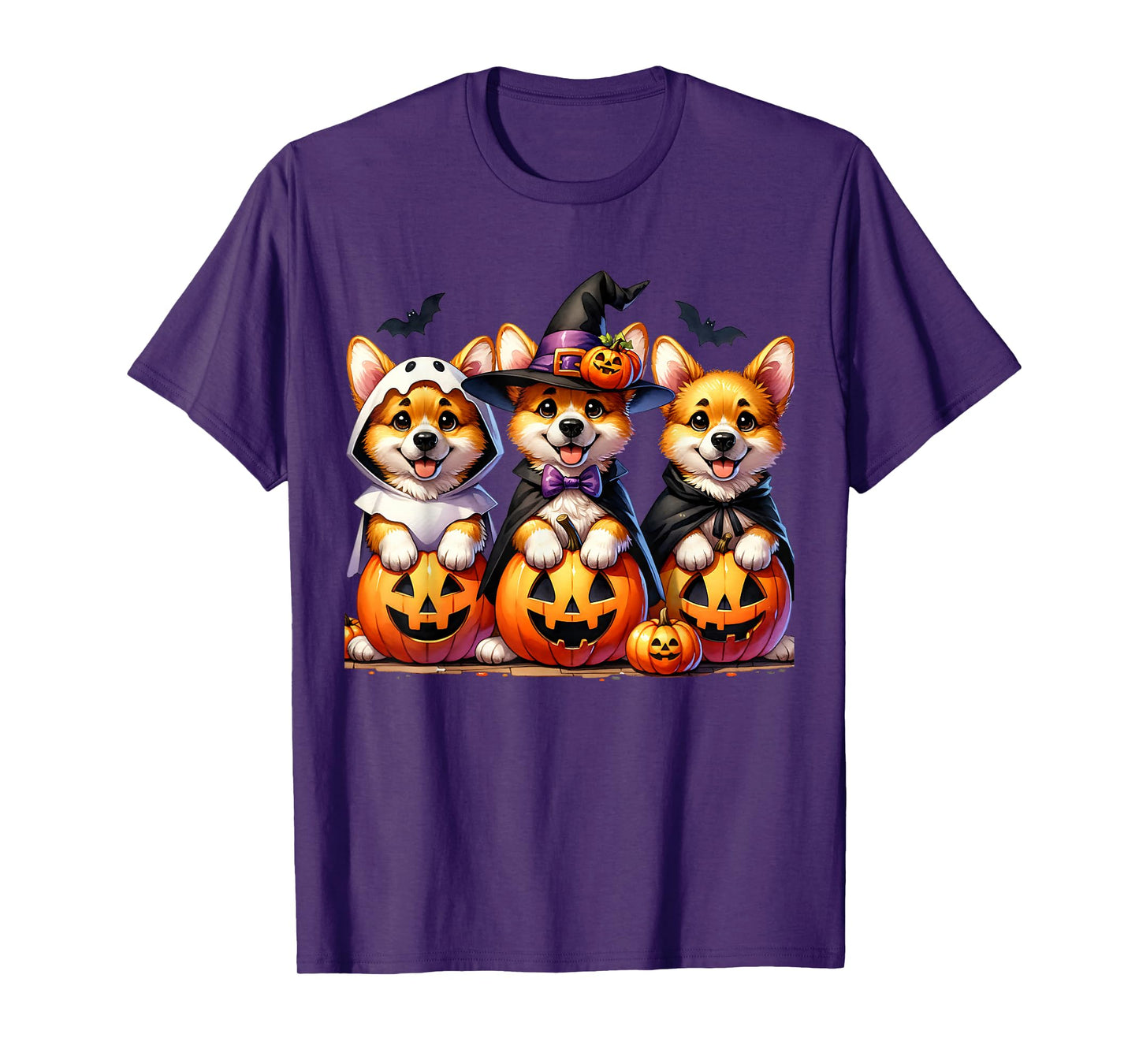 Corgi Dog Ghost Witch Mummy Pumpkin Funny Halloween Costume T-Shirt