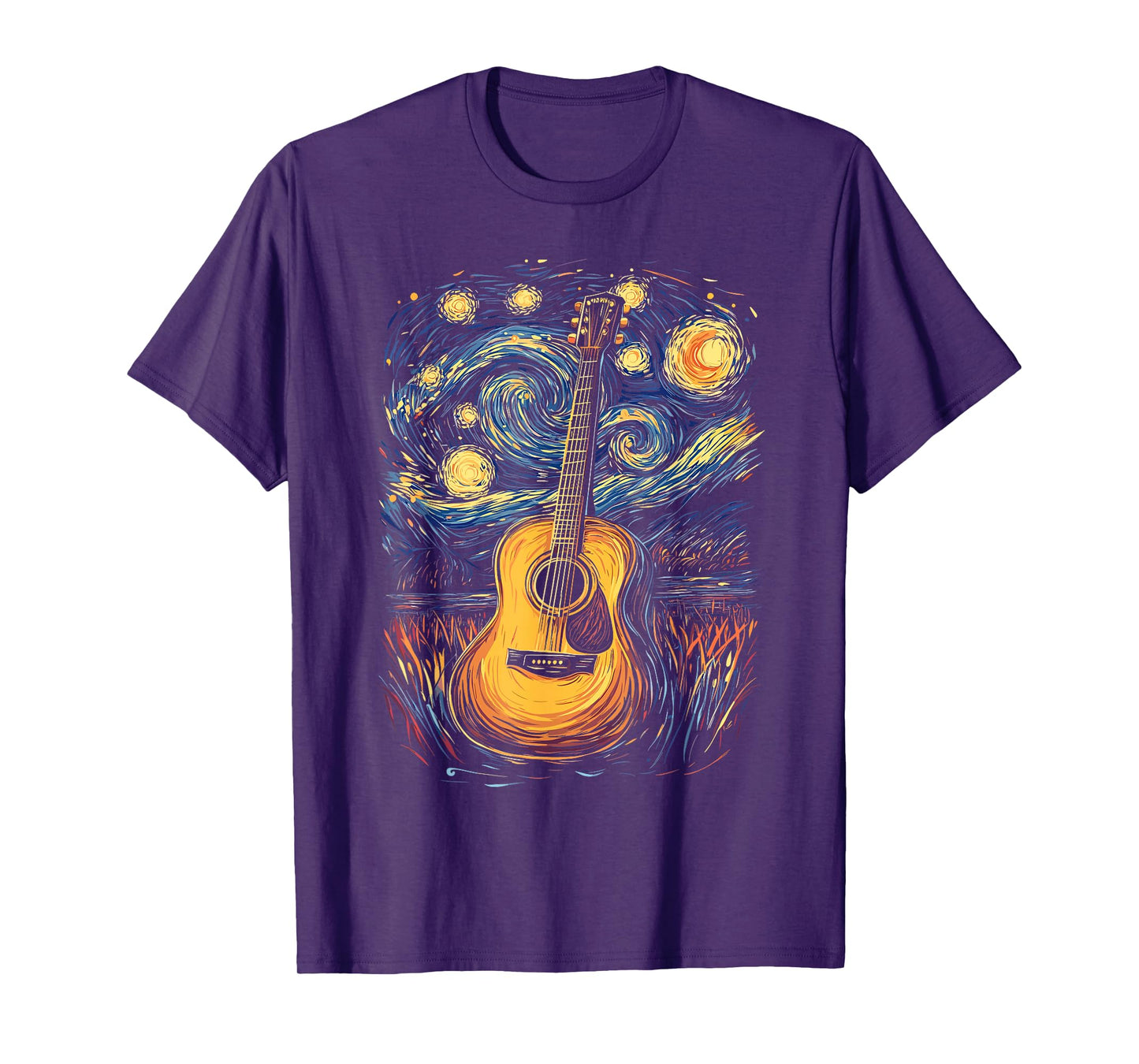 Starry Night Inspired Acoustic Guitar T-Shirt